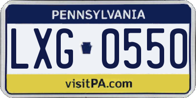 PA license plate LXG0550