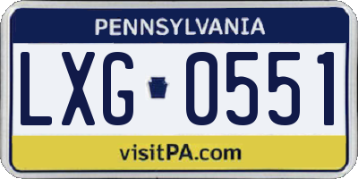 PA license plate LXG0551