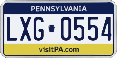 PA license plate LXG0554