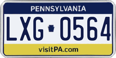 PA license plate LXG0564