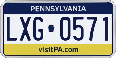 PA license plate LXG0571