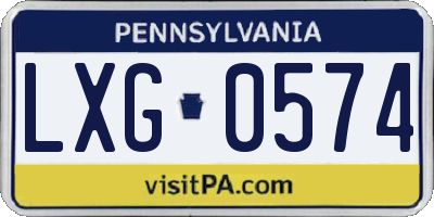 PA license plate LXG0574