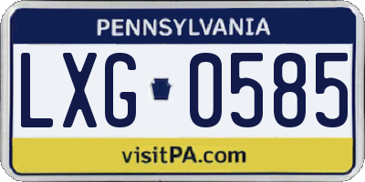 PA license plate LXG0585