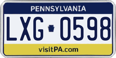 PA license plate LXG0598