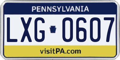 PA license plate LXG0607