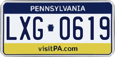 PA license plate LXG0619