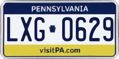 PA license plate LXG0629