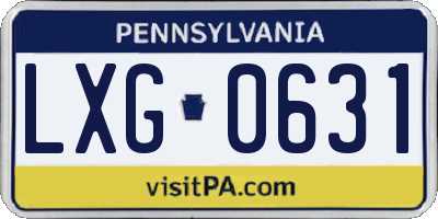 PA license plate LXG0631