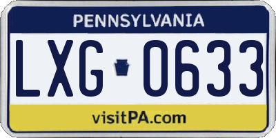 PA license plate LXG0633