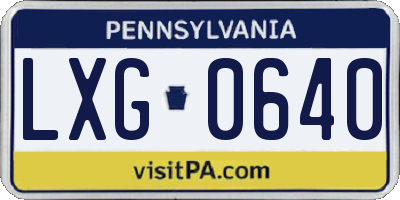 PA license plate LXG0640