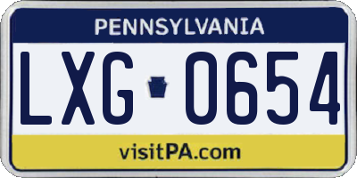 PA license plate LXG0654