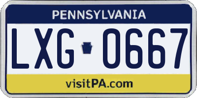 PA license plate LXG0667