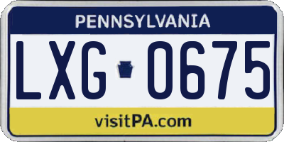 PA license plate LXG0675