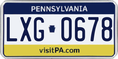 PA license plate LXG0678