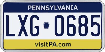 PA license plate LXG0685