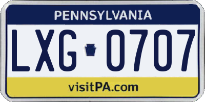PA license plate LXG0707