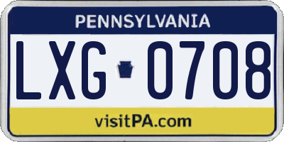 PA license plate LXG0708