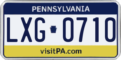 PA license plate LXG0710