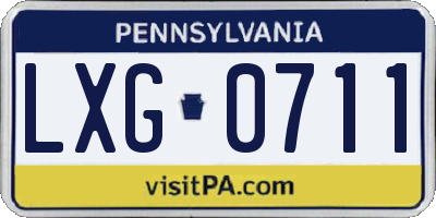 PA license plate LXG0711