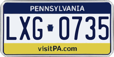 PA license plate LXG0735