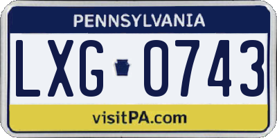 PA license plate LXG0743