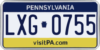 PA license plate LXG0755