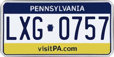 PA license plate LXG0757