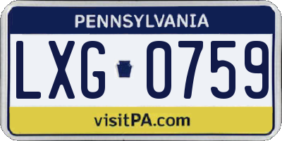 PA license plate LXG0759