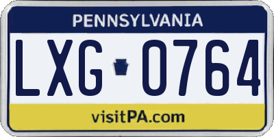 PA license plate LXG0764