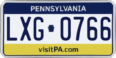 PA license plate LXG0766