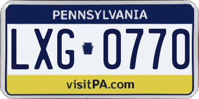 PA license plate LXG0770