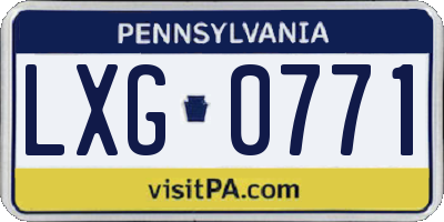 PA license plate LXG0771