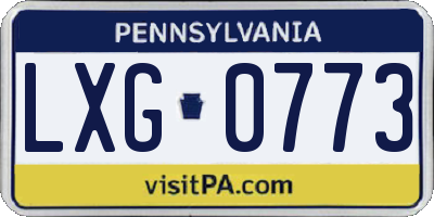 PA license plate LXG0773