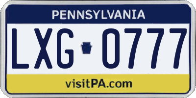 PA license plate LXG0777