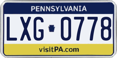 PA license plate LXG0778