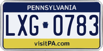PA license plate LXG0783