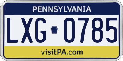 PA license plate LXG0785