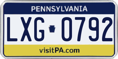 PA license plate LXG0792