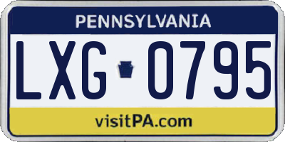PA license plate LXG0795