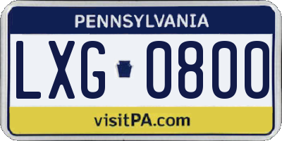 PA license plate LXG0800