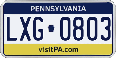 PA license plate LXG0803