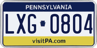 PA license plate LXG0804