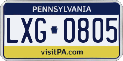 PA license plate LXG0805