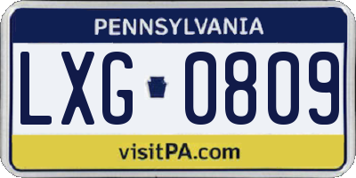 PA license plate LXG0809