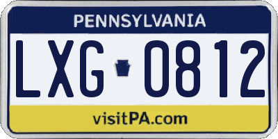 PA license plate LXG0812