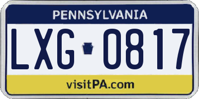 PA license plate LXG0817