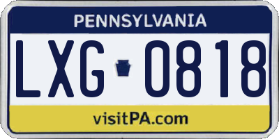 PA license plate LXG0818