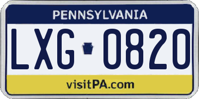 PA license plate LXG0820
