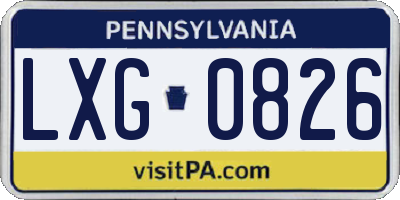 PA license plate LXG0826