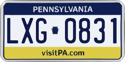 PA license plate LXG0831